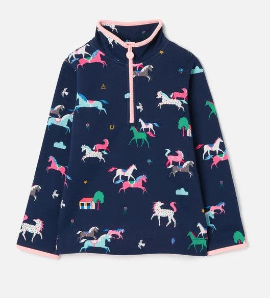 Fairedale Printed Half Zip Sweatshirt Navy Ponies