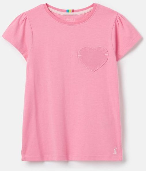 Cassie Short Sleeve Heart Patch T-Shirt Aurora Pink