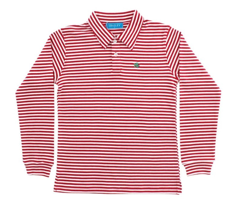 Harry L/S Striped Polo Red/White