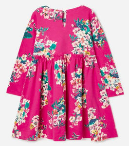 Hampton Pink Floral Long Sleeve Paperbag Waist Jersey Dress