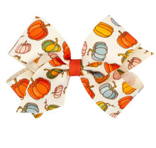 Load image into Gallery viewer, Harvest-Themed Print Grosgrain Bow