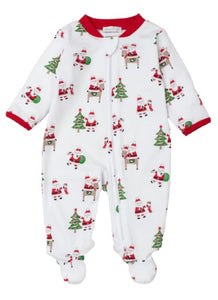 Merry Santas Footie with Zip Print