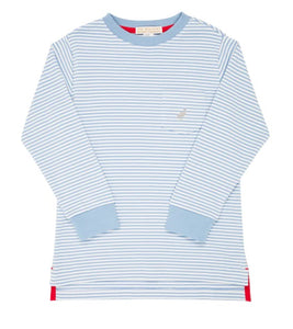 Long Sleeve Carter Crewneck Barrington Blue Stripe with Grantley Gray Stork