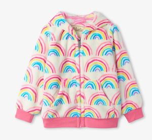 Pretty Rainbows Fuzzy Fleece Hooded Jacket