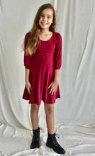 Load image into Gallery viewer, Cherry Red LS Circle Dress