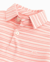 Load image into Gallery viewer, Heather Flamingo Boys Ryder Striped Performance Polo Shirt