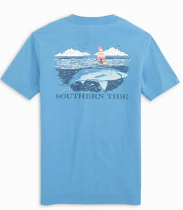Boat Blue Youth Fin Surfing T-Shirt