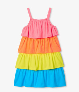 Neon Rainbow Tiered Layered Dress