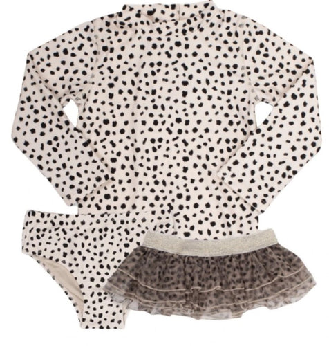 Rashguard Set with Tutu Dalmatian Leopard