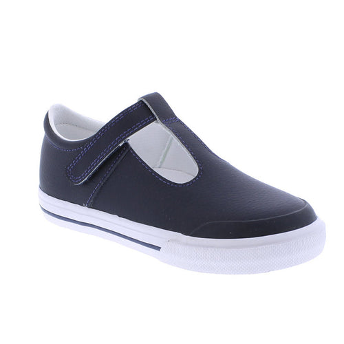 Footmates Drew Navy Leather T Strap Mary Jane