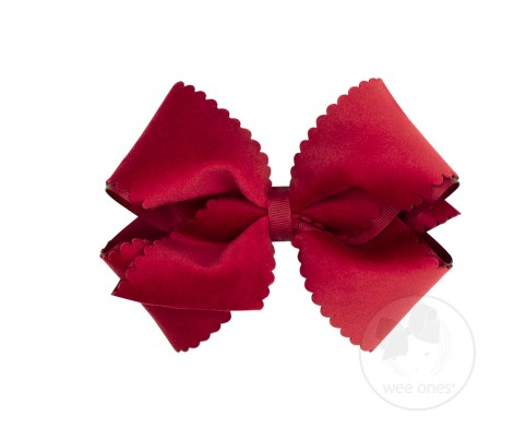 Small King Scalloped Edge Velvet Overlay Bow