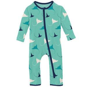 Glass Manta Ray Print Coverall with Zipper