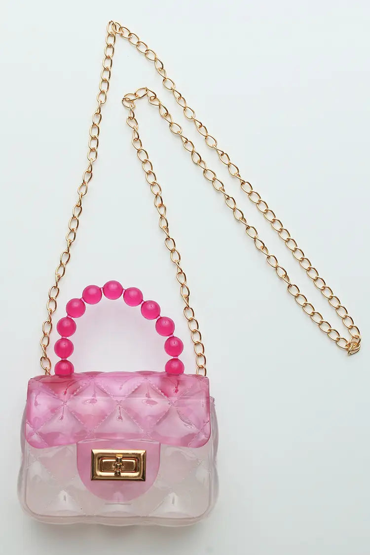 Pink Ombre Jelly Purse w/ Gold Chain
