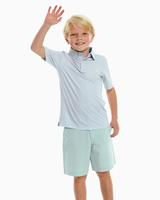 Load image into Gallery viewer, Short Sleeve Ryder Geo Print Performance Polo Shirt Seagull Grey
