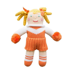 Cheerleader 7" Knit Rattle Doll Orange/White