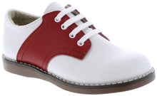 Load image into Gallery viewer, Footmates Cheer White/Apple Red Saddle Oxford