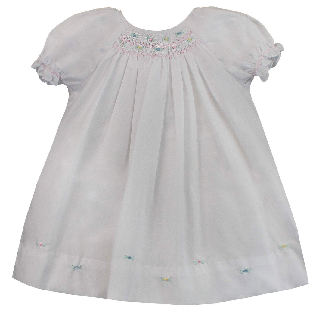 White Daygown Raglan Sleeve Embroidered Hem Preemie
