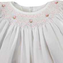 Load image into Gallery viewer, White Daygown with Heart Smocking &amp; Pearls