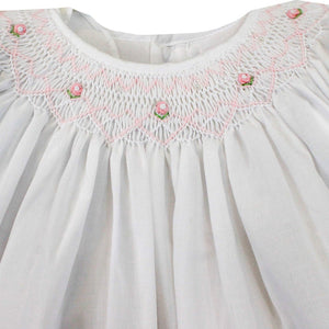 White Daygown with Heart Smocking & Pearls