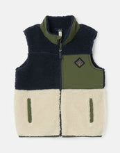 Load image into Gallery viewer, Rowan Borg Fleece Vest Oat/Navy/Green