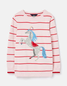 Miranda Pink Stripe Unicorn Knitted Jumper