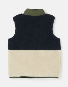 Rowan Borg Fleece Vest Oat/Navy/Green