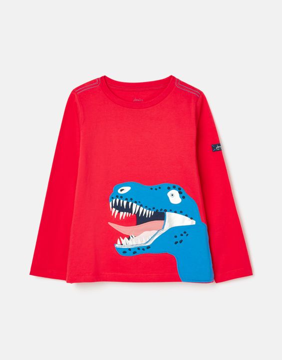 Red Jack Applique Dinosaur Top