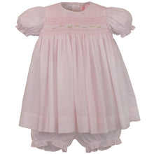 Load image into Gallery viewer, Pink Fully Smocked Dress with Lace Trim