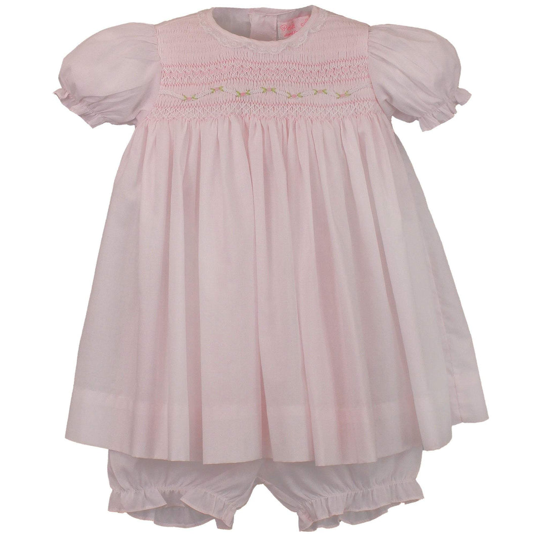 Pink Fully Smocked Dress with Lace Trim