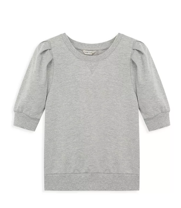 Grey Heather Puff Sleeve Sweatshirt