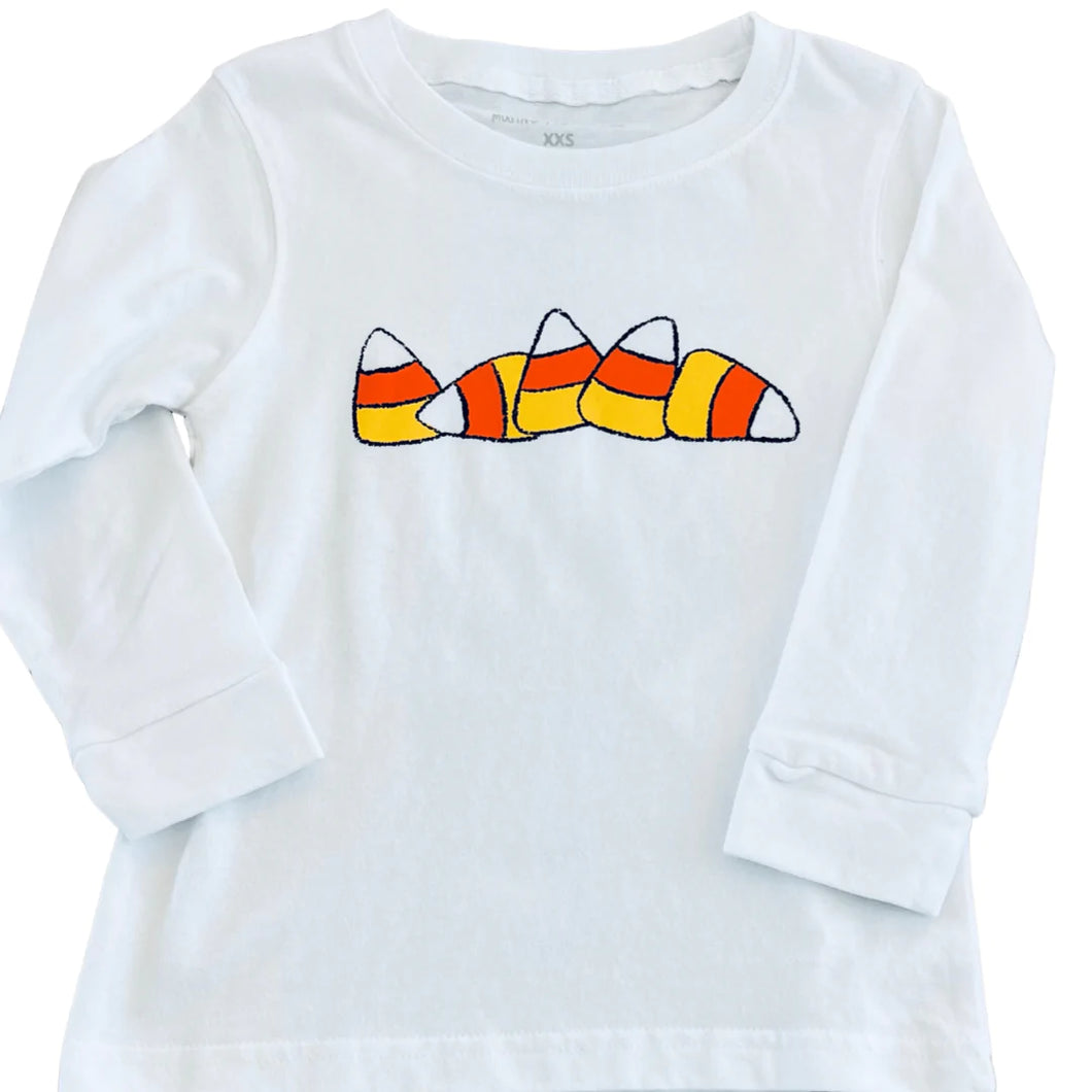 Long Sleeve Candy Corn White T-Shirt