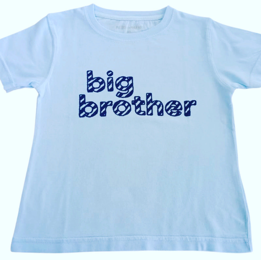 Light Blue Short Sleeve Big Brother Tee with Navy Ink