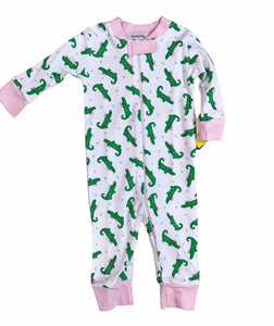 Tiny Alligator Pink Zipped Pajamas
