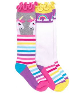 Socks Unicorn Rainbow Stripe Knee High Socks 2 Pair Pack