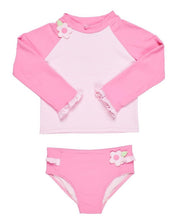 Load image into Gallery viewer, Pink Stripe Rash Guard Tankini With Flowers