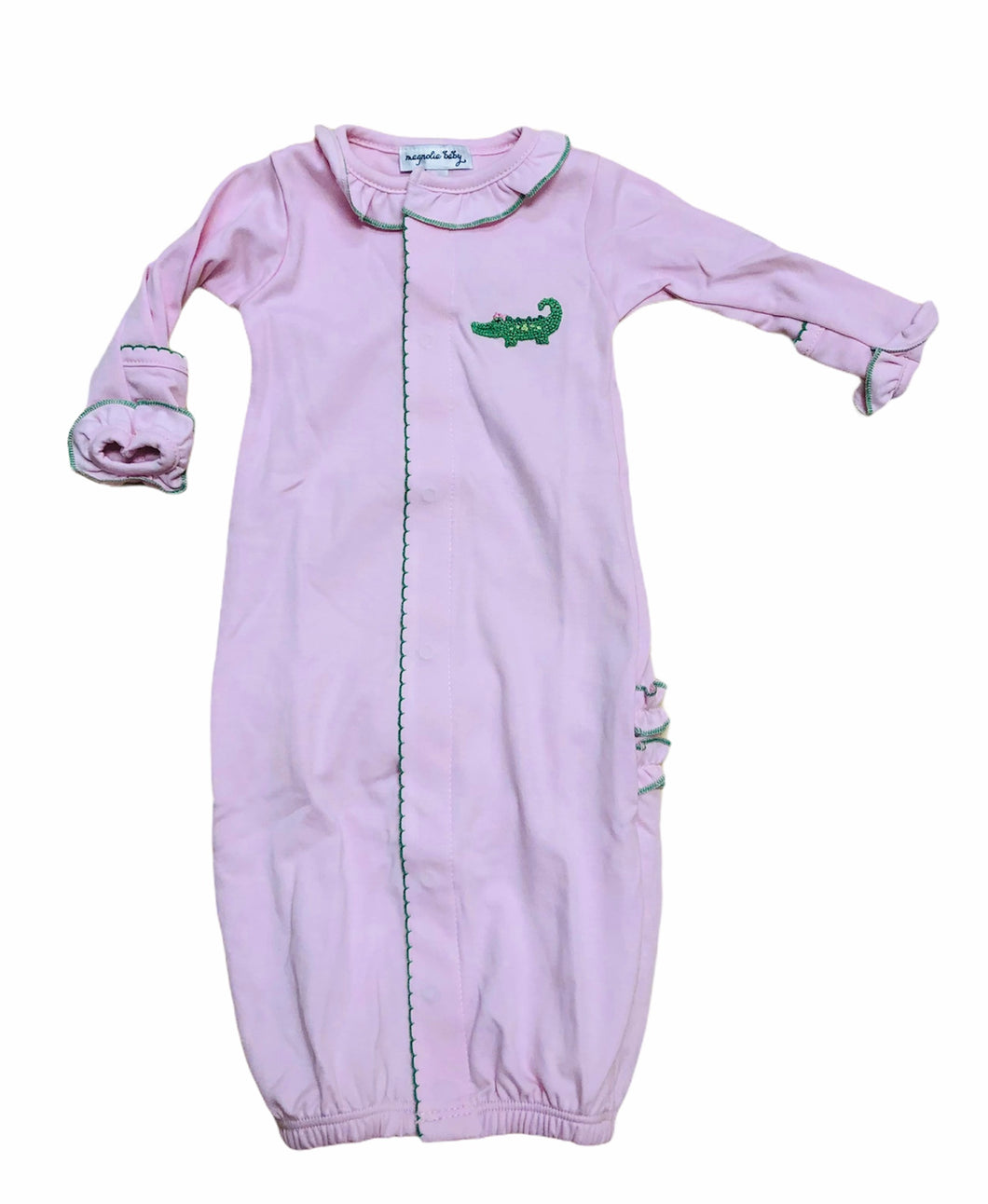 Tiny Alligator Embroidered Pink Ruffle Converter