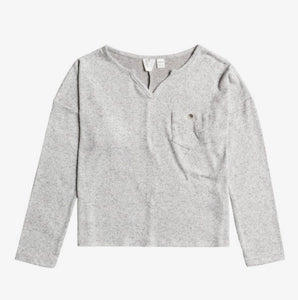 What A Time Grey V-Neck Top