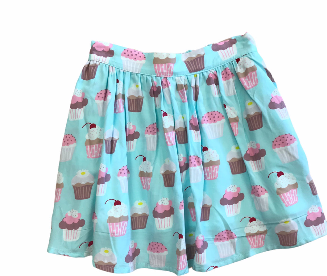Print Woven Skirt Summer Sky Cupcakes