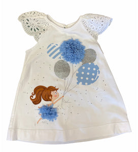 Girl with Balloons Cotton Infant Dress