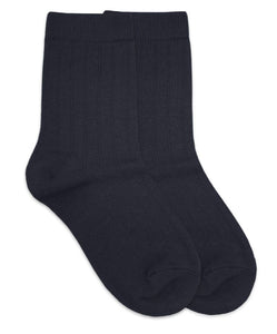 Navy Socks School Uniform Rib Crew Socks