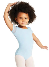 Load image into Gallery viewer, Light Blue Puff Sleeve Keyhole Back Leotard
