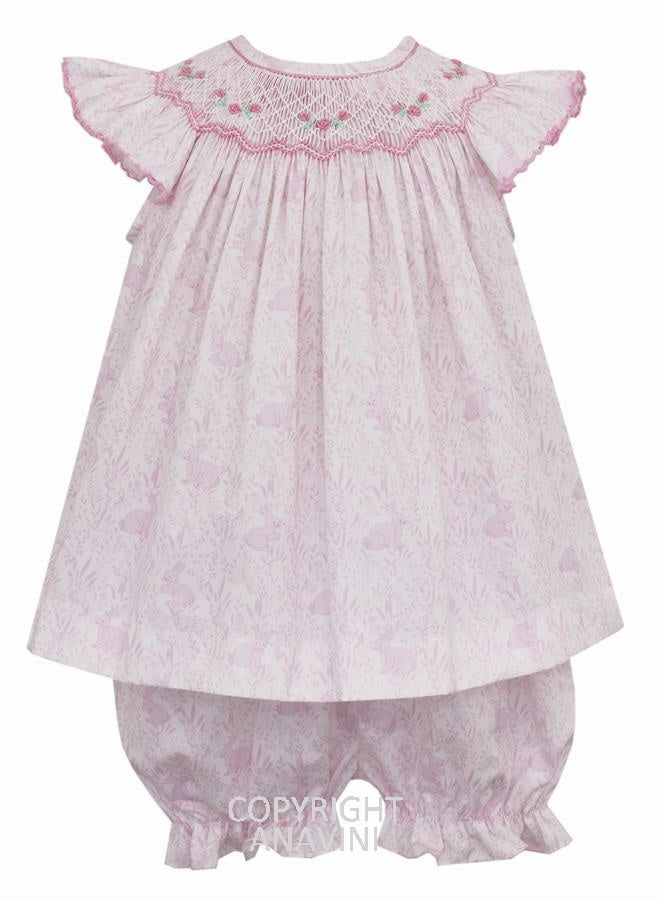Lily Short Sleeve Angel Wing Bishop Pink Bunny Bloomer Set
