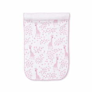 Pink Speckled Giraffes Burp Print