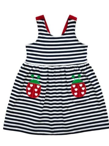 Stripe Knit Dress With Ladybug Pockets