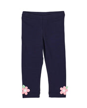 Load image into Gallery viewer, Navy Legging with Applique Flowers