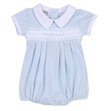 Load image into Gallery viewer, Layla and Lennox Smocked Collared Short Sleeve Boy Bubble