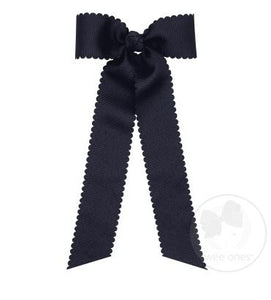 Medium Scalloped Edge Grosgrain Bow with Tails