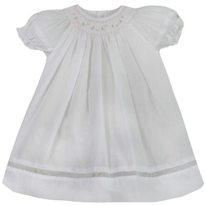 Smocked White Daygown with Bonnet