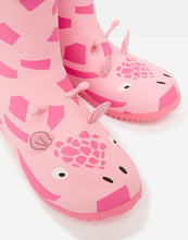 Load image into Gallery viewer, Roll Up Flexible Printed Rain Boots Pink Giraffe