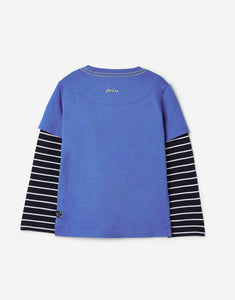 Chomp Long Sleeve Mock Layer Applique T-Shirt Blue Cars
